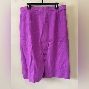 Geiger Linen Magenta Skirt Womens  Three Buttons Size 48 Made In Austria